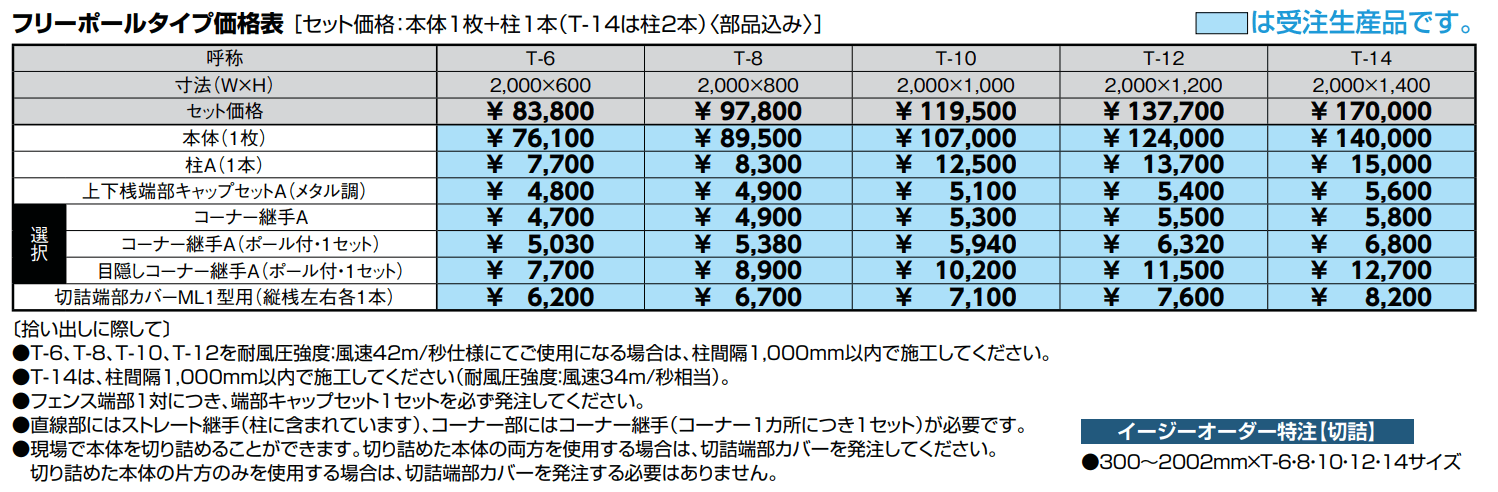 フェンスAA(メタル調) ML1型(横ルーバー)フリーポールタイプ【2022年版】_価格_1