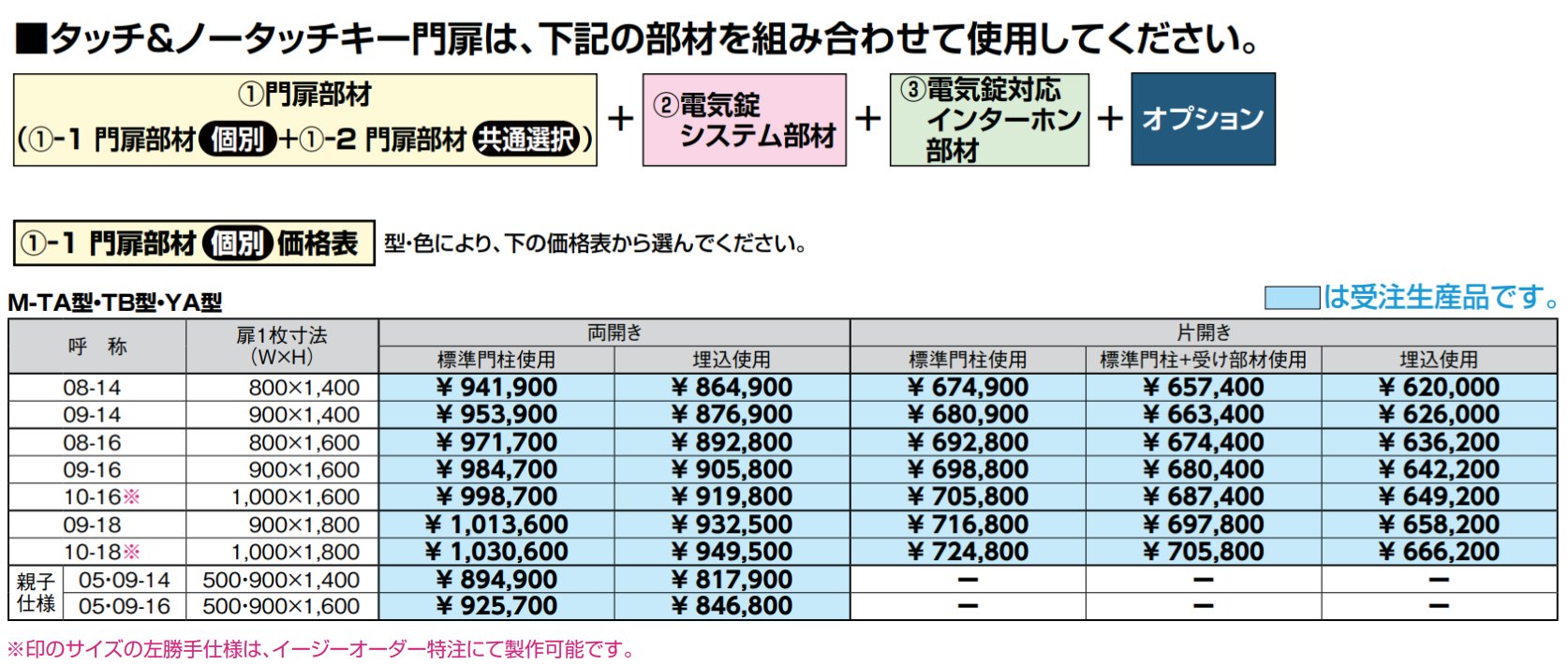 タッチ&ノータッチキー プレミエス門扉 M-YA型【2022年版】_価格_1