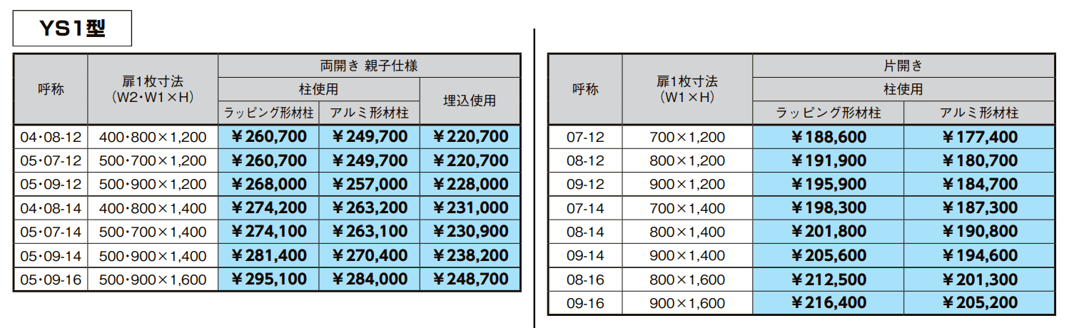 開き門扉AA エントリーシステム YS1型(木調)【2022年版】_価格_2