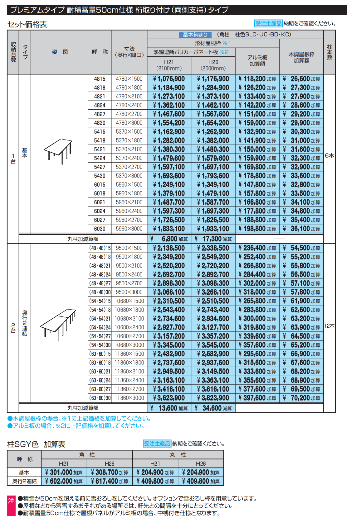 U.スタイル アゼスト プレミアムタイプ 桁取り付けタイプ(耐積雪量50cm仕様:両側支持タイプ)【2022年版】_価格_1