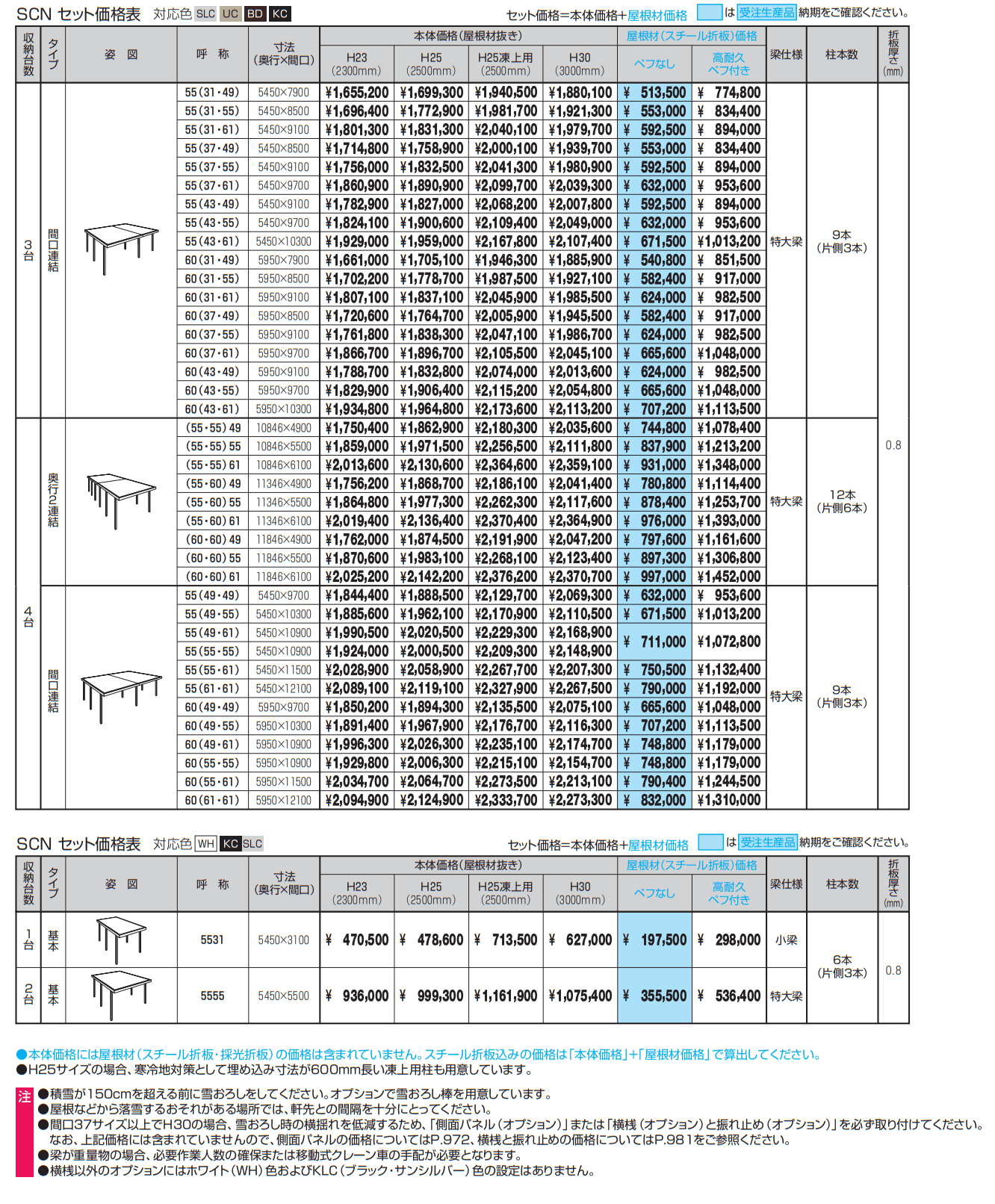 G1-R/ジーワン アール(耐積雪量150cm仕様:基本・奥行延長・間口延長・奥行連結・間口連結)【2023年版】_価格_2