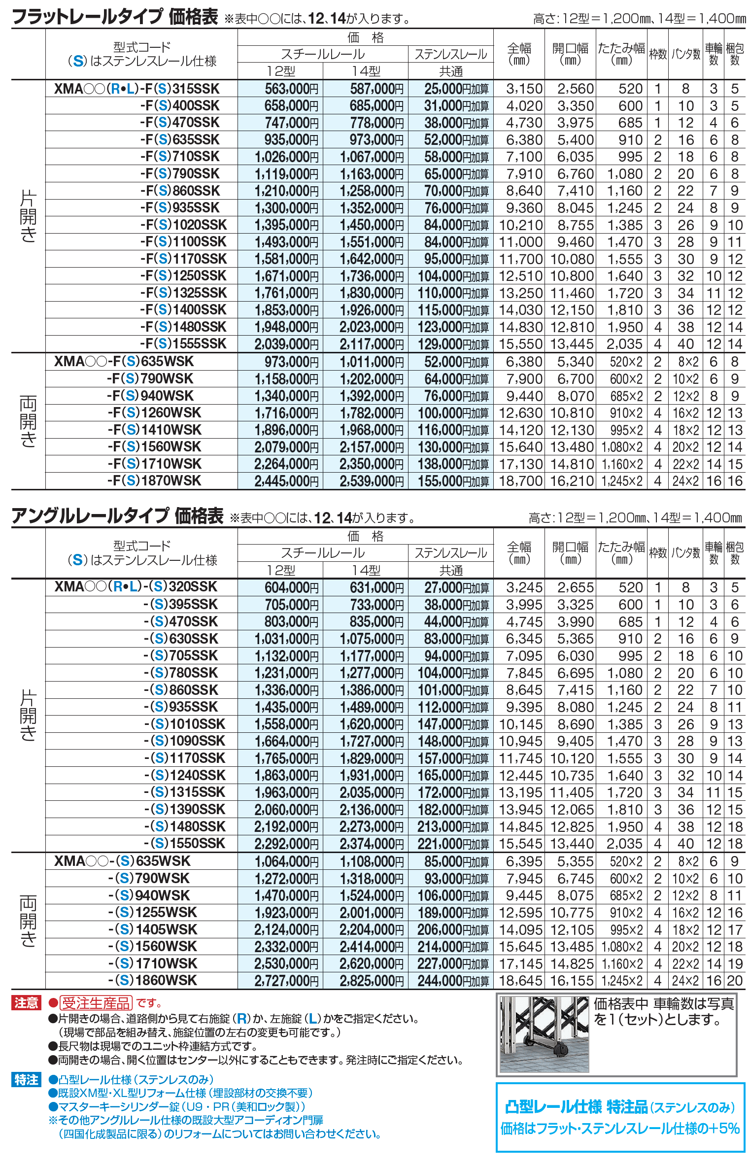 XM-A12型/14型 フラットレールタイプ /アングルレールタイプ【2023年版】_価格_1
