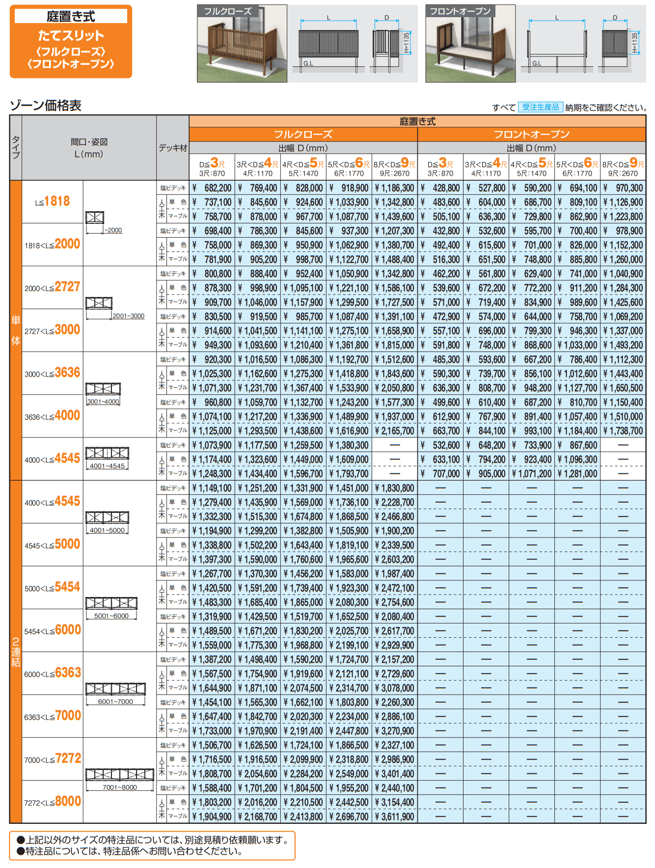 オルネ特注品(庭置き式 たてスリット〈フルクローズ〉) 【2022年版】_価格_1