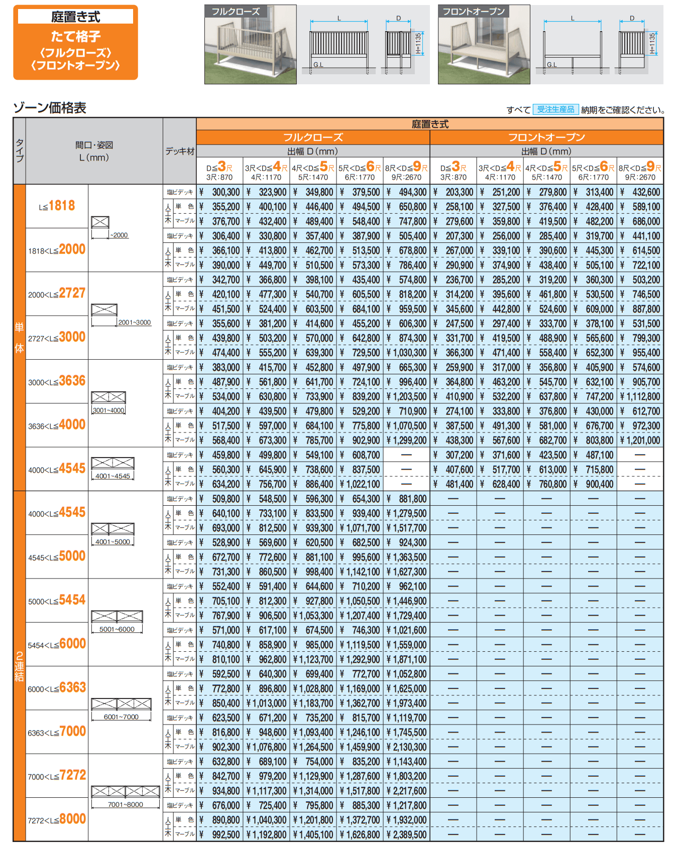 オルネ特注品(庭置き式 たて格子〈フルクローズ〉) 【2022年版】_価格_1
