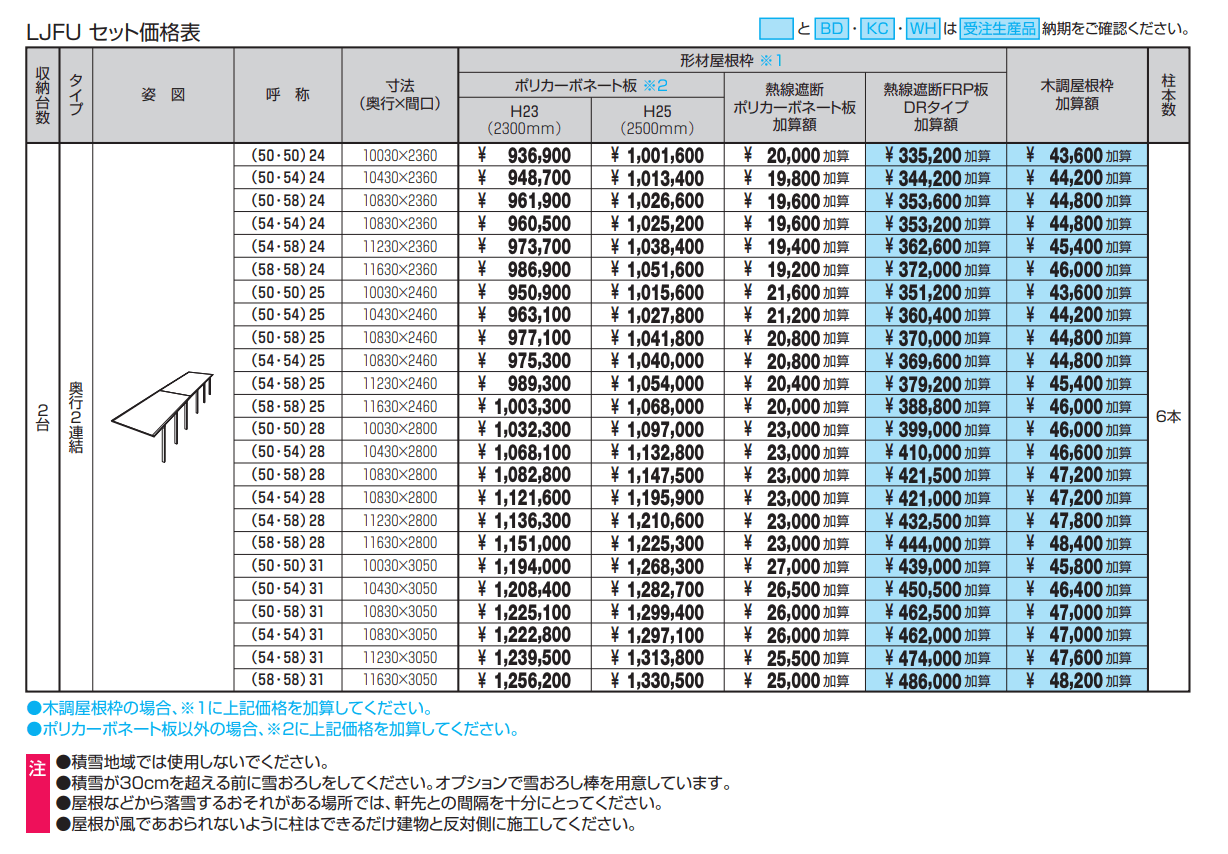 スカイリード 片側支持タイプ(耐積雪量30cm仕様:基本・奥行連結)【2023年版】_価格_2