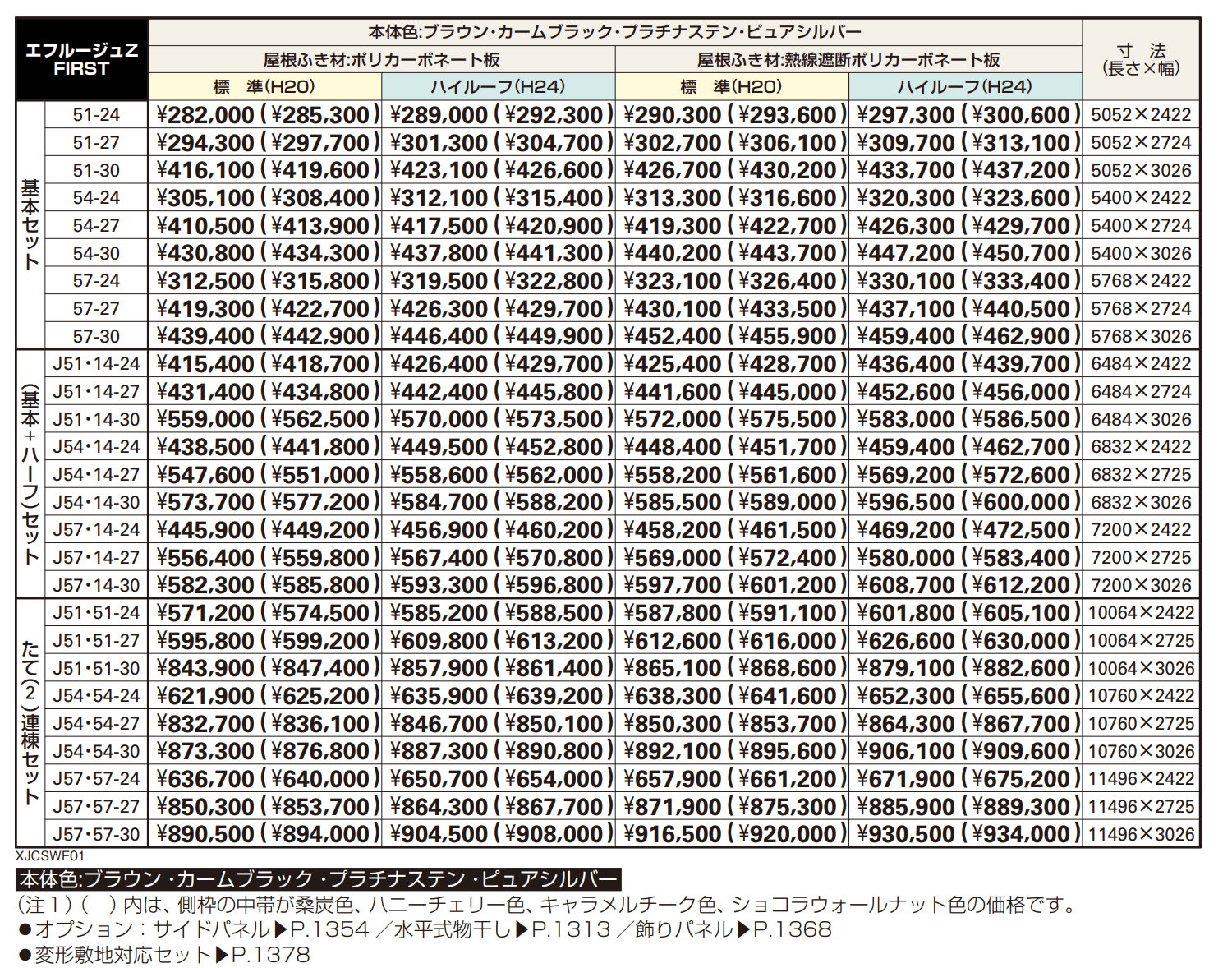 エフルージュZ FIRST 750タイプ 基本セット/(基本+ハーフセット)/たて(2)連棟セット 【2022年版】_価格_1
