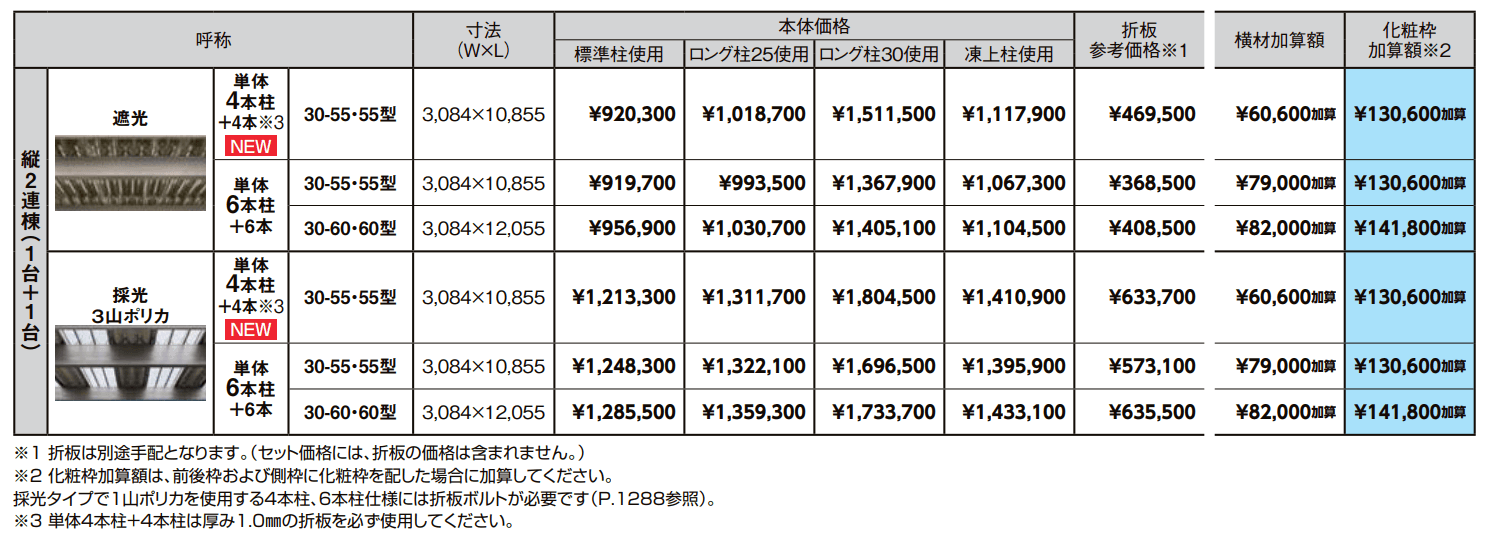 カーポートST 4500タイプ 2台用 縦2連棟【2022年版】_価格_1