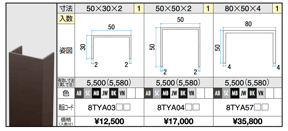 汎用形材 Cチャンネル(アルミ)【2022年版】_価格_1