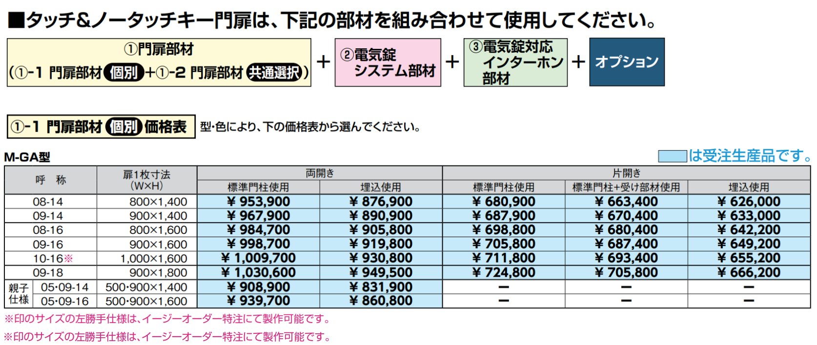 タッチ&ノータッチキー プレミエス門扉 M-GA型【2022年版】_価格_1