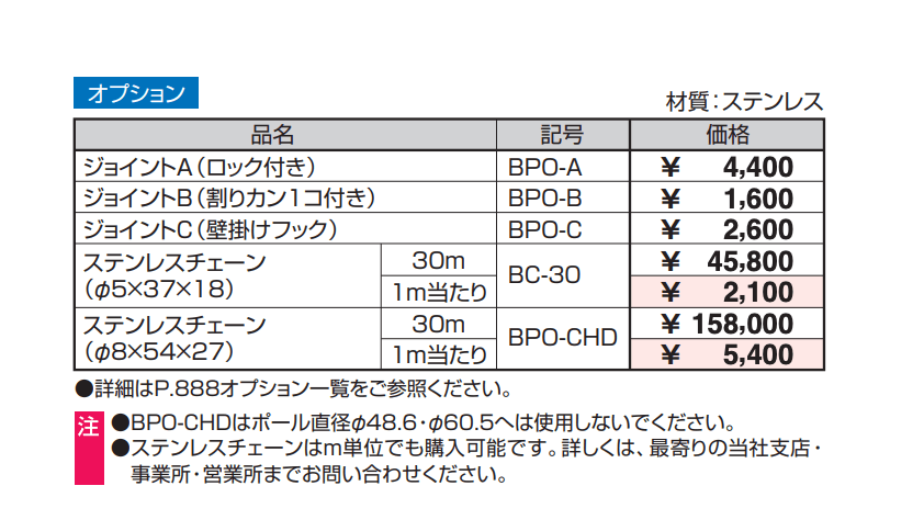 ビポールBP チェーン通過型 上下式 バリアフリー仕様 φ48.6 【2022年版】_価格_2