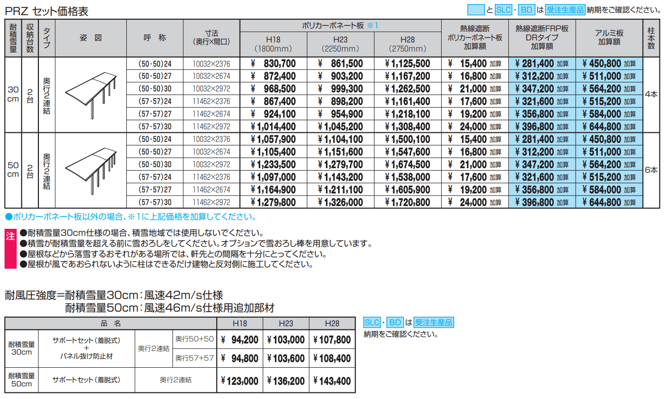 カムフィエースZ(耐積雪量30cm・50cm仕様:奥行連結)【2022年版】_価格_1