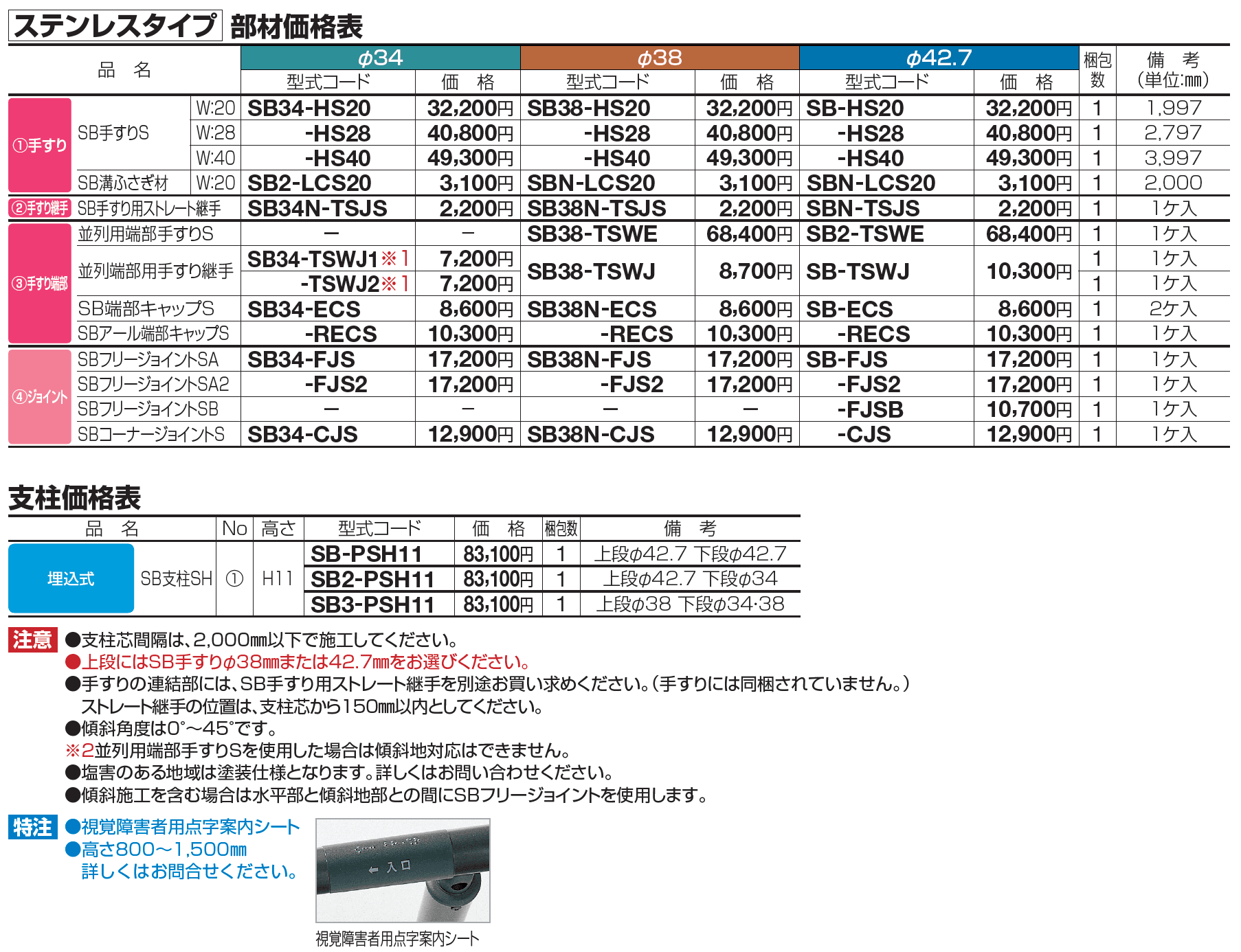 手すり セイフティビーム SB型 (ステンレスタイプ)並列仕様・並列2段【2023年版】_価格_6