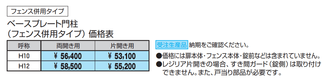マンション向け ベースプレート門柱 フェンス併用タイプ【2022年版】_価格_1