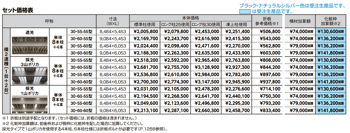 カーポートST 6000タイプ 3台用 横2連棟【2022年版】_価格_1
