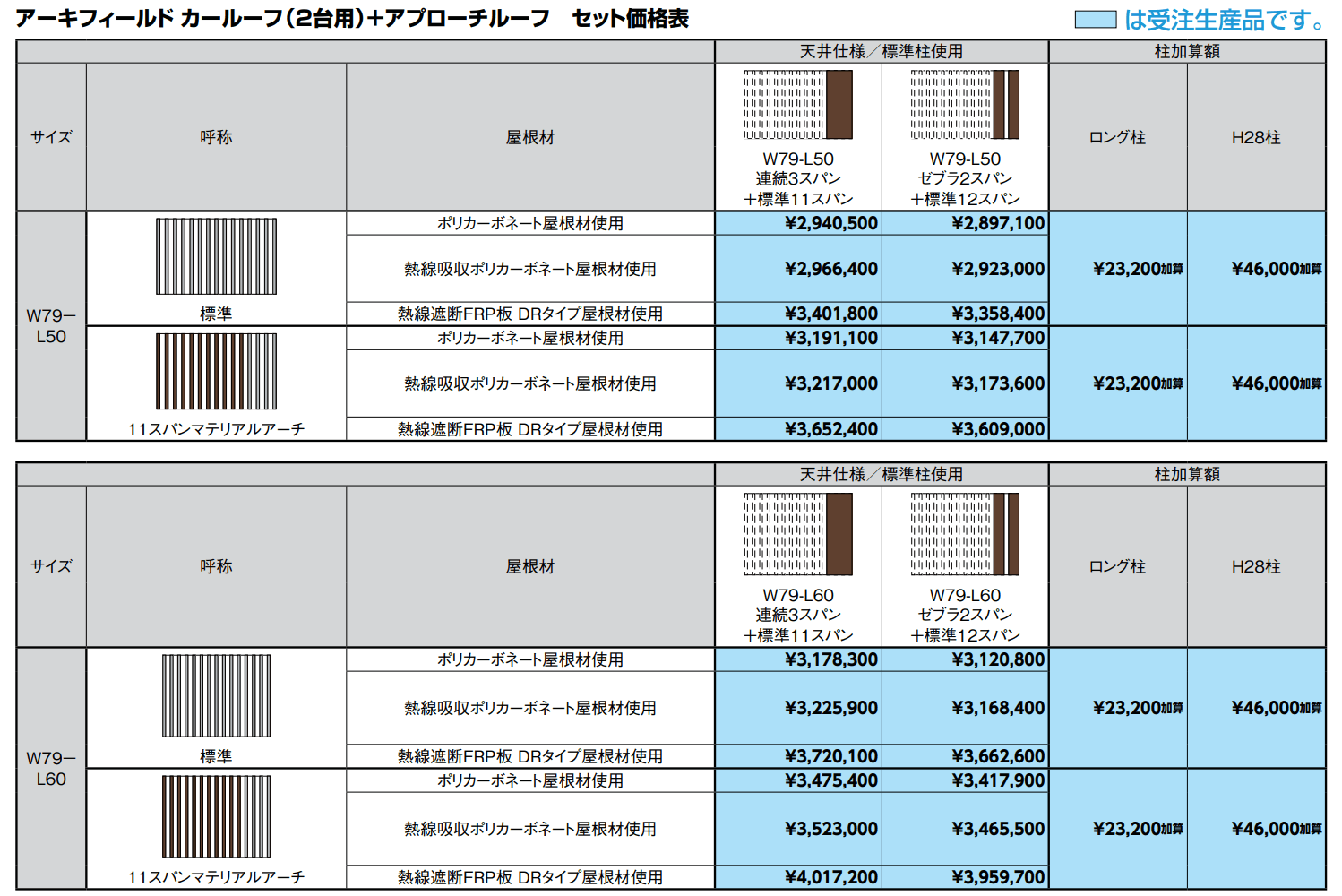 アーキフィールド カールーフ(2台用)+アプローチルーフ【2022年版】_価格_1