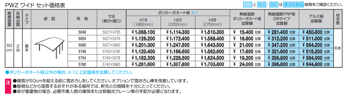 カムフィエースZワイド(耐積雪量50cm仕様:基本)【2022年版】_価格_1
