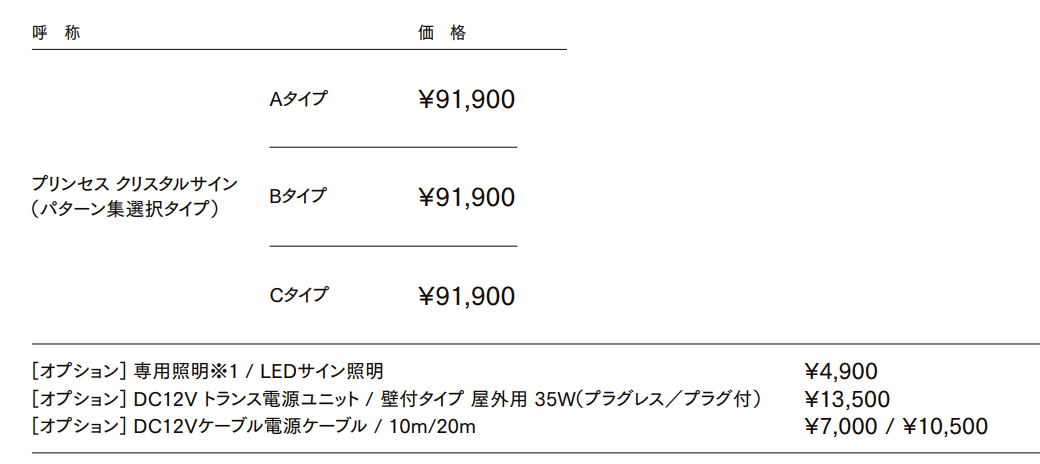 ディズニー プリンセスクリスタルサイン【2022年版】_価格_1