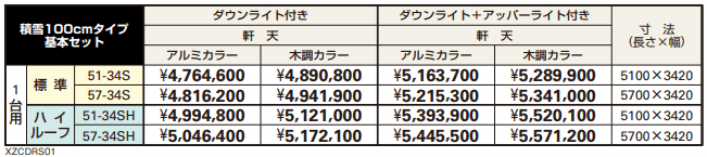 エクスティアラ ルーフ 積雪100㎝タイプ基本セット(1台用) 【2022年版】_価格_1