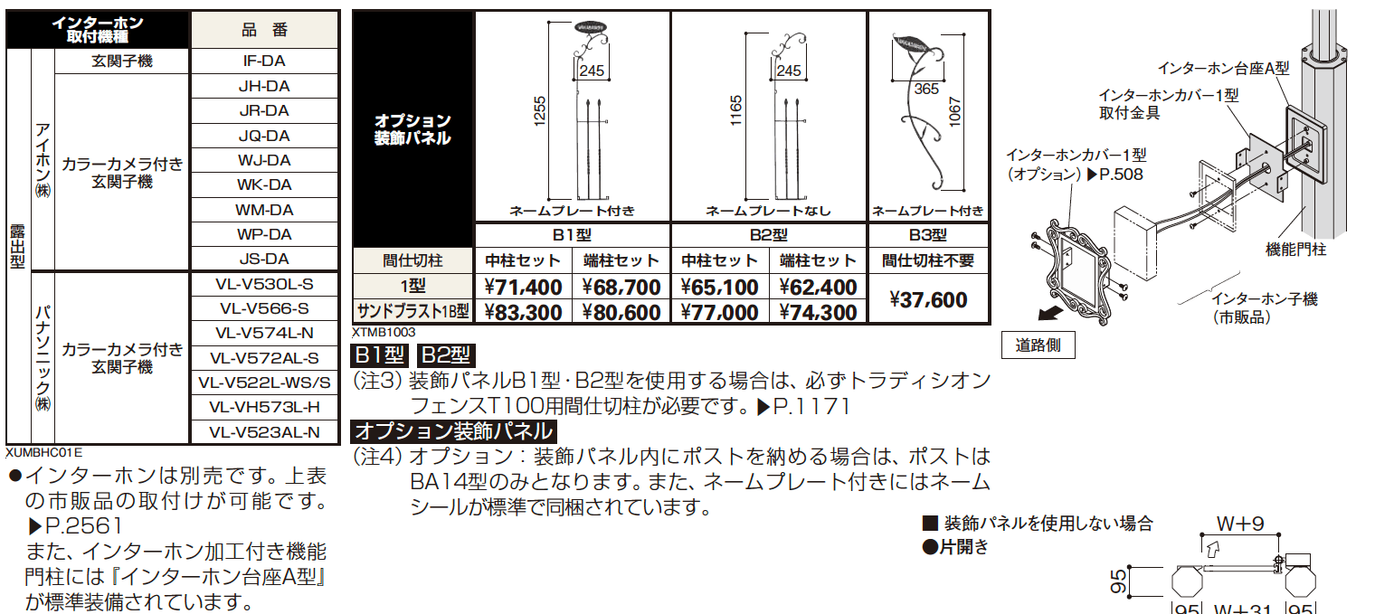 シャローネ 機能門柱1型/ サンドブラスト1型※ 〈門柱仕様〉 【2022年版】_価格_2