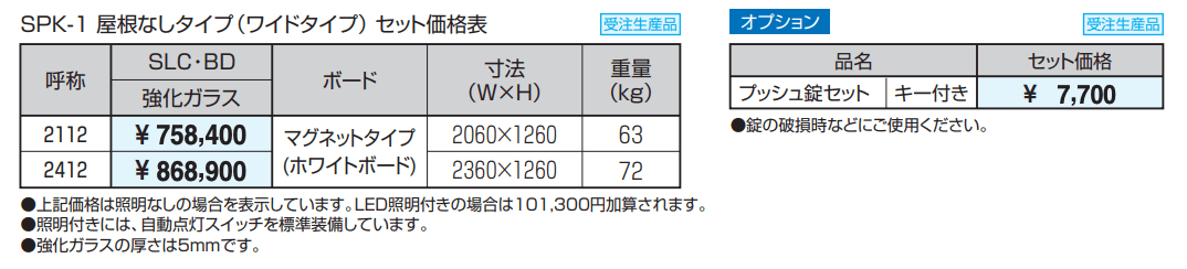ユニット掲示板 SPK-1型 (屋根なしタイプ(ワイドタイプ)／H12) 【2022年版】_価格_1