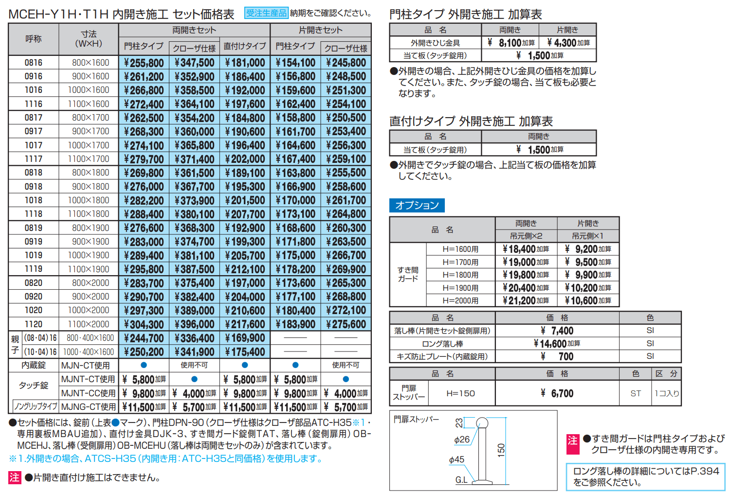 レジリアハイタイプY1型(H型:内蔵錠・タッチ錠)【2022年版】_価格_1