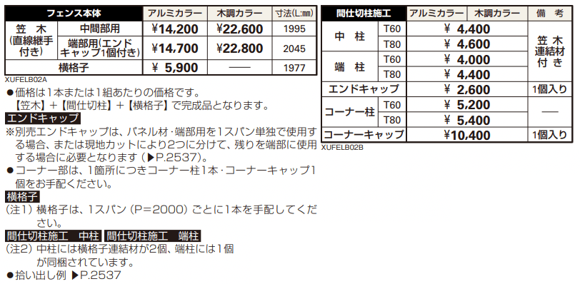 ルシアス フェンスLite B02型 横格子1本 【2022年版】_価格_1