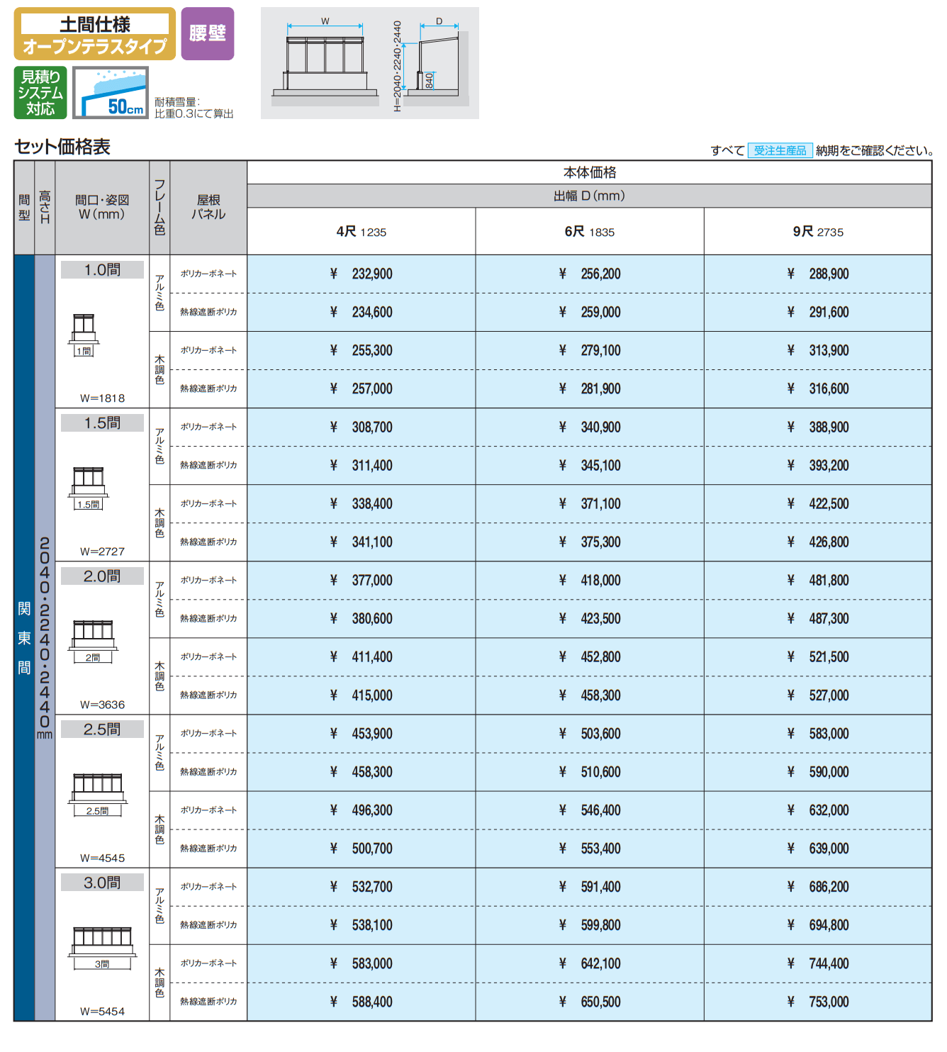 スマーレ (土間仕様 オープンテラスタイプ 腰壁) 【2022年版】_価格_3