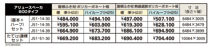 アリュース ベーカ 600タイプ 基本セット/ (基本+ハーフ)セット/たて(2)連棟セット 【2022年版】_価格_2