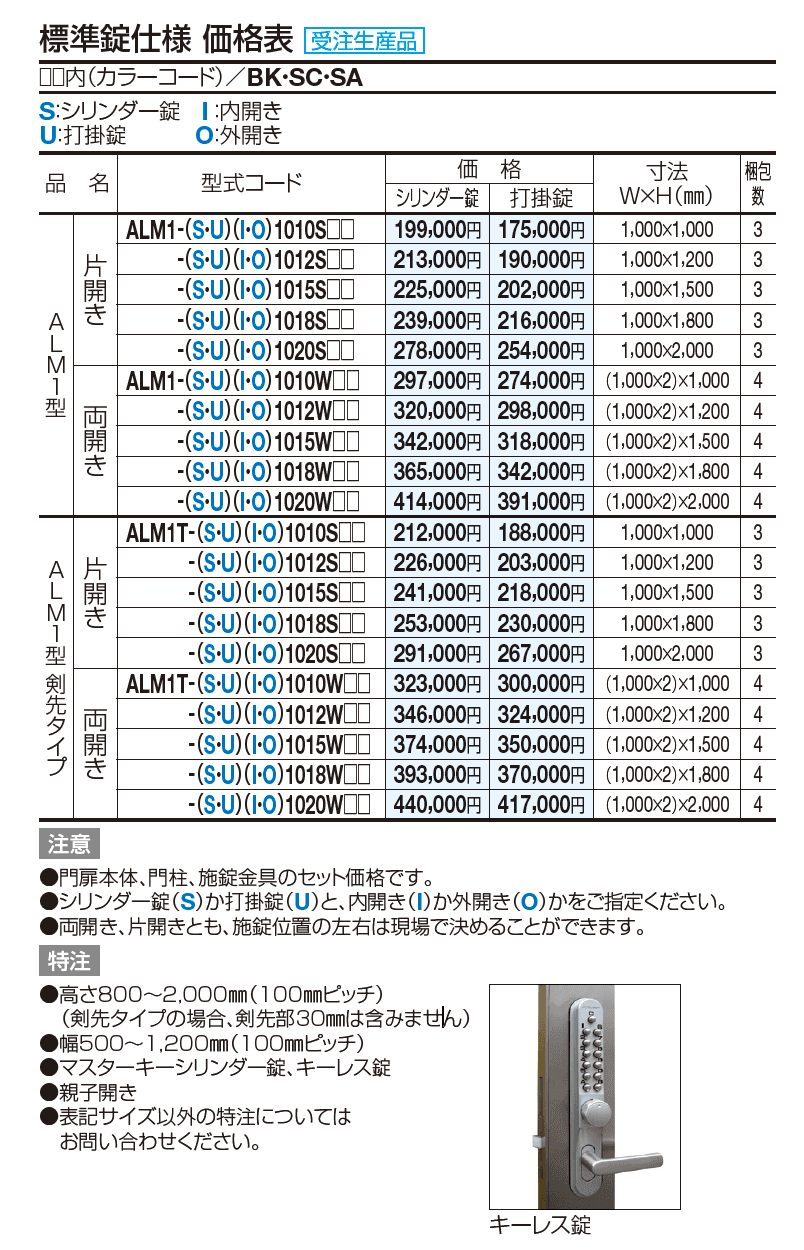 門扉 ALM1型 (剣先タイプ )【2023年版】_価格_1
