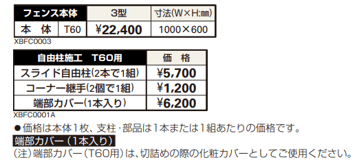 シャローネ シリーズ トラディシオン フェンス3型 【2022年版】_価格_1