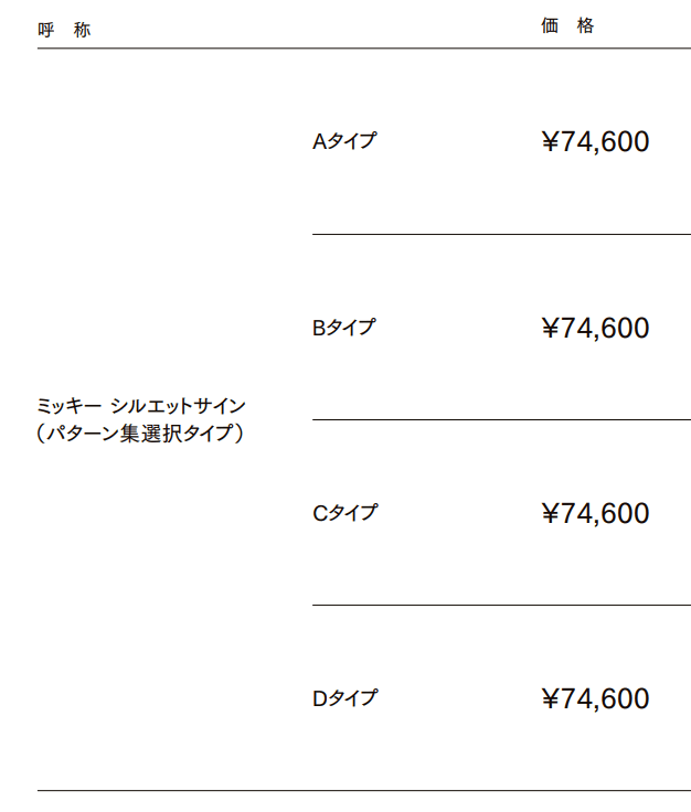 ディズニー ミッキーシルエットサイン【2022年版】_価格_1