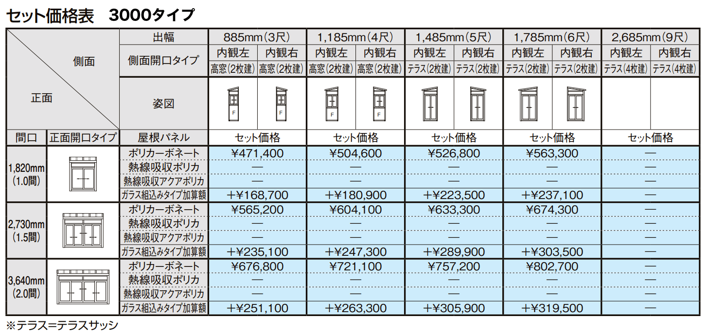 サニージュ F型 土間納まり 関東間【2022年版】_価格_3