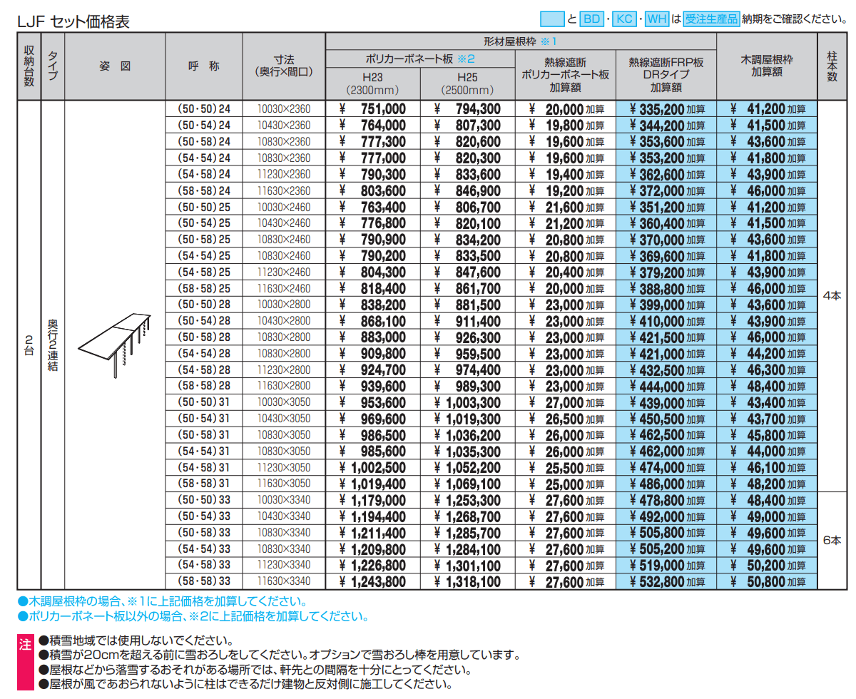 スカイリード 片側支持タイプ(耐積雪量20cm仕様:基本・奥行連結)【2022年版】_価格_4
