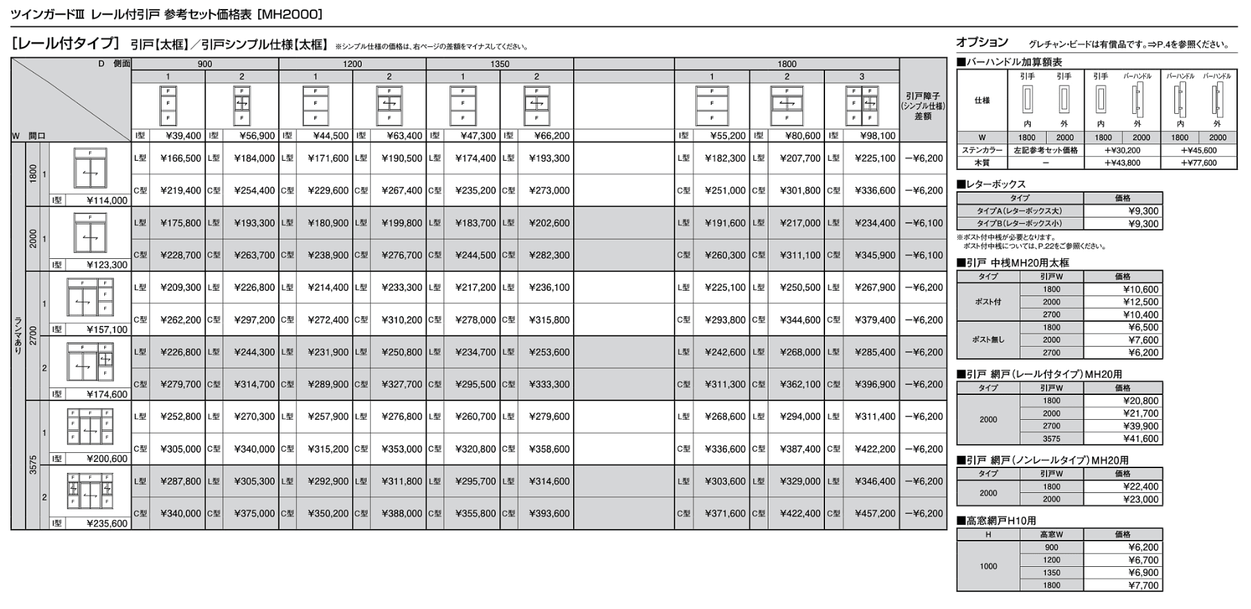 ツインガードⅢ レール付き引戸【2022年版】_価格_2