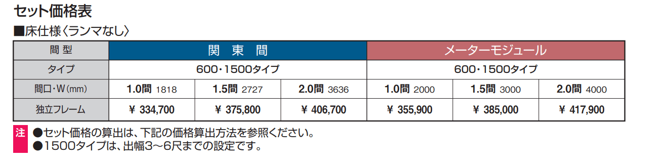 晴れもようwith 独立フレーム(床仕様〈ランマなし〉) 【2022年版】_価格_1