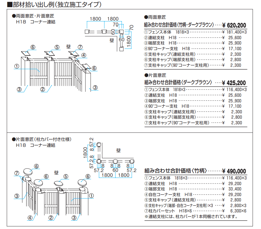 紗更 建仁寺垣(独立施工タイプ)【2022年版】_価格_2