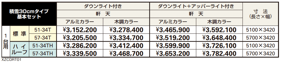エクスティアラ ルーフ 積雪30㎝タイプ 基本セット(1台用) 【2022年版】_価格_1