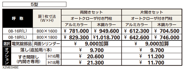電気錠付共用門扉 エクスティアラ 門扉5型 【2022年版】_価格_1