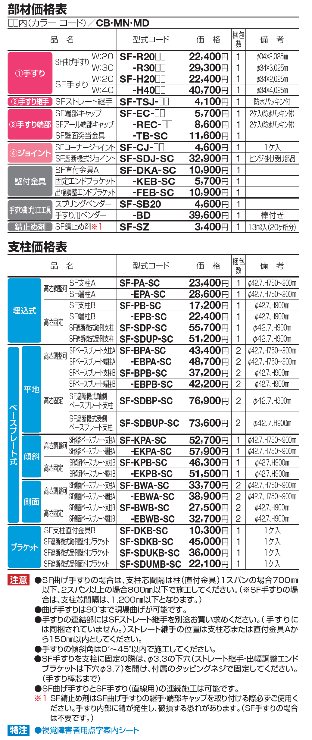 手すり セイフティビーム SF型 Φ34mm【2023年版】_価格_7