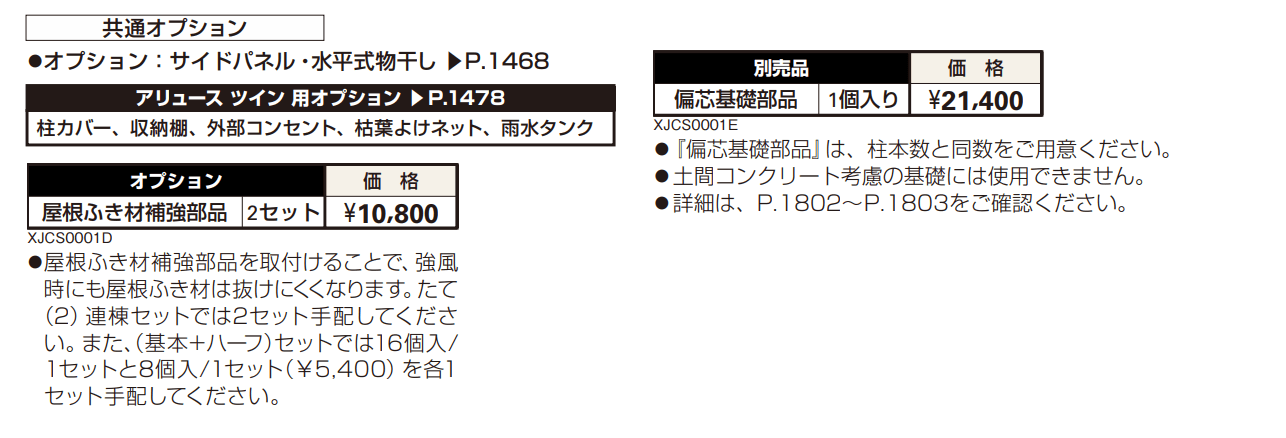 アリュース ツイン 600タイプ 基本セット/(基本+ハーフ)セット/たて(2)連棟セット 【2022年版】_価格_2