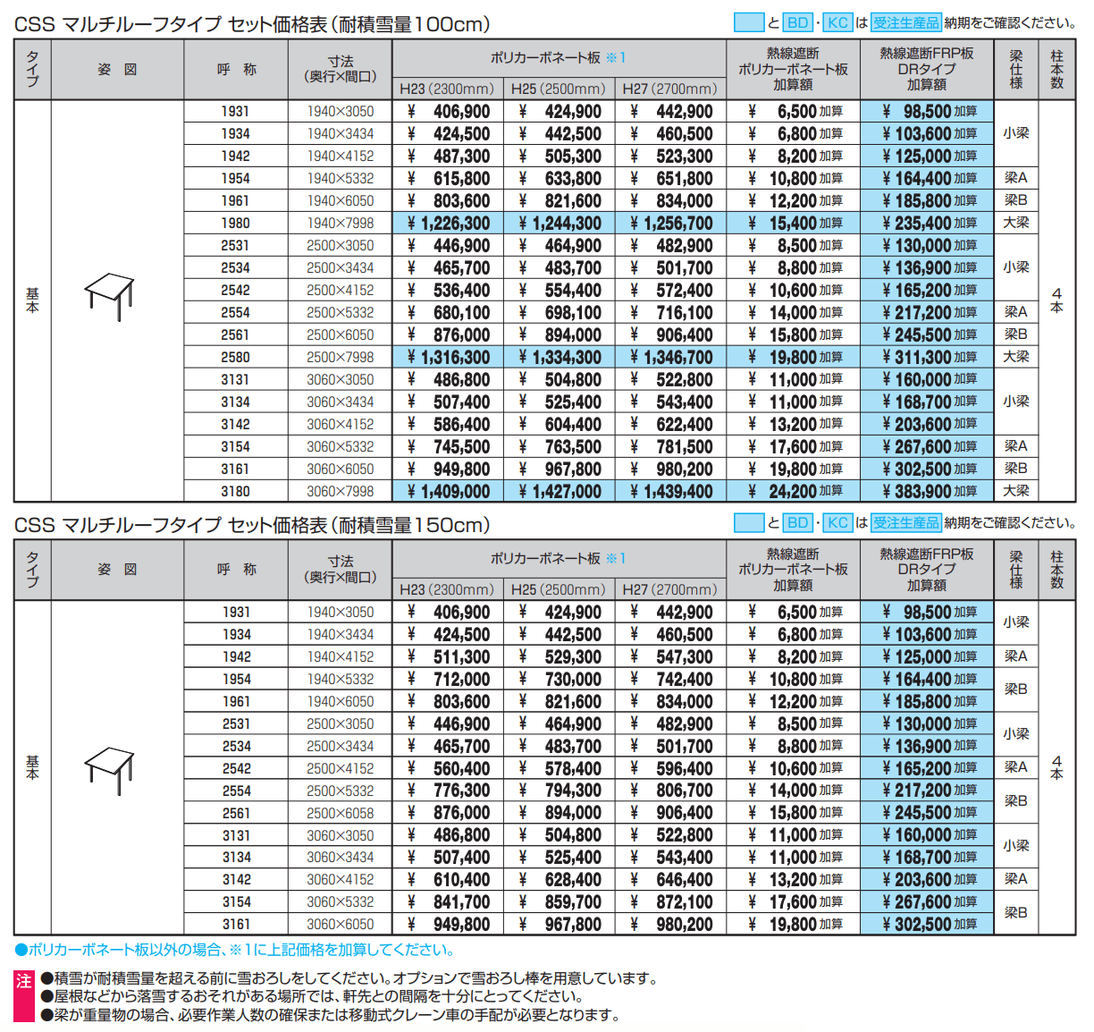 スカイリードZ スタンダードタイプ(耐積雪量100cm・150cm仕様:基本)【2022年版】_価格_1
