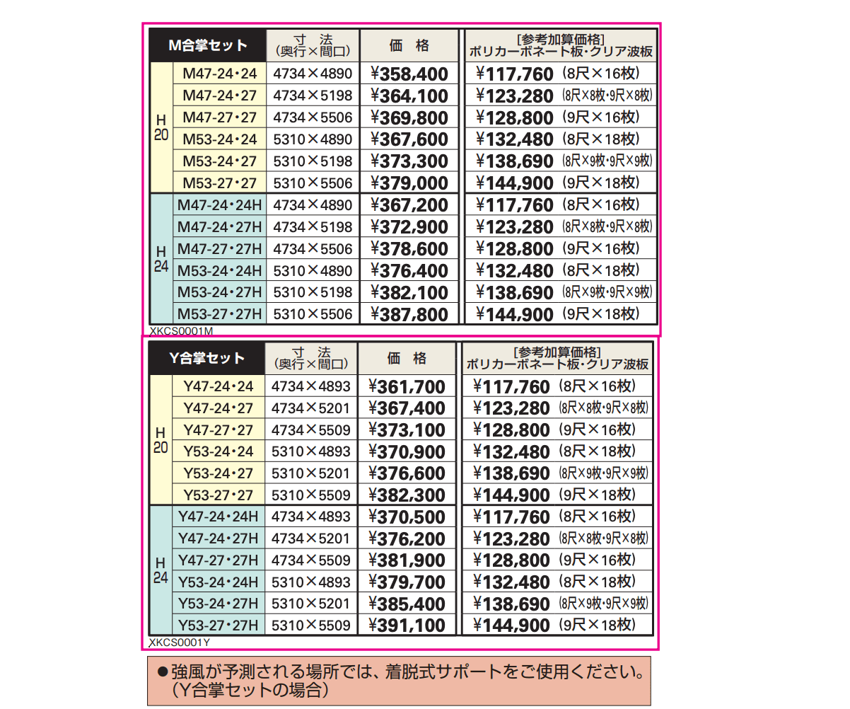 ファクトポート M合掌セット/ Y合掌セット・オプション サイドパネル/着脱式サポート 【2022年版】_価格_1