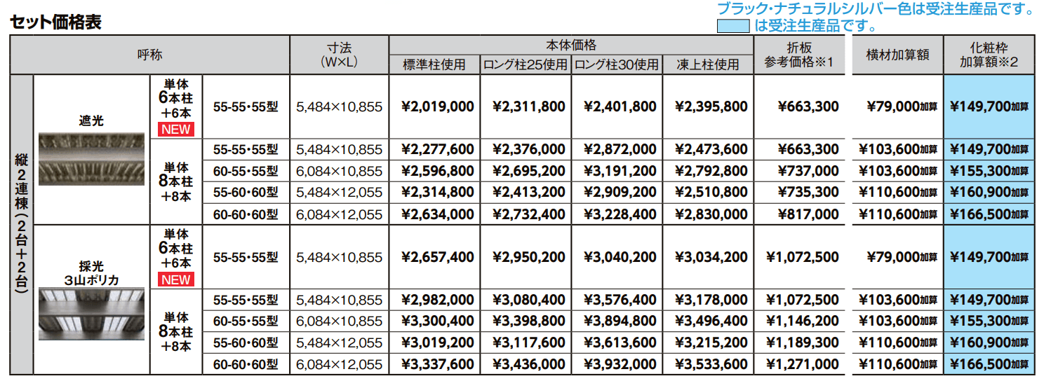 カーポートST 6000タイプ 4台用 縦2連棟【2022年版】_価格_1
