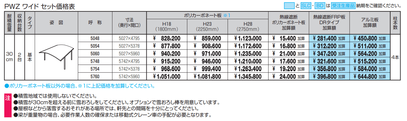 カムフィエースZワイド(耐積雪量30cm仕様:基本)【2022年版】_価格_1
