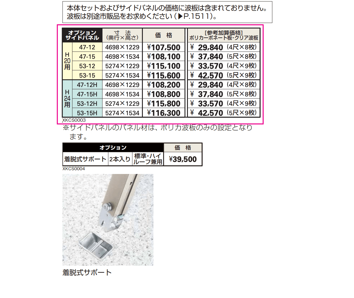 ファクトポート M合掌セット/ Y合掌セット・オプション サイドパネル/着脱式サポート 【2022年版】_価格_2