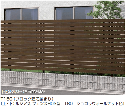 YKK APの「ルシアス フェンスH02型〈ブロック建て用〉2段支柱 【2022年版】」