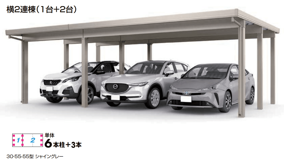 LIXILの「カーポートST 4500タイプ 3台用 横2連棟【2023年版】」