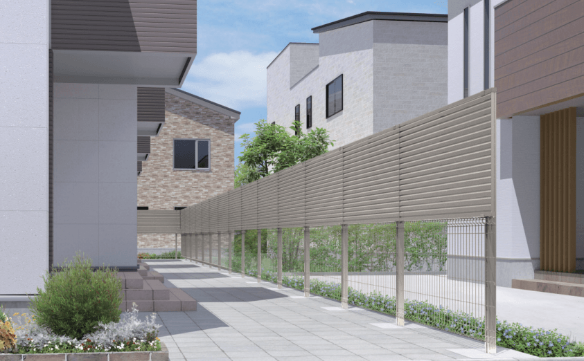 三協アルミの「ユメッシュプラス 上目隠しタイプ1型 横目隠しルーバー フリー支柱タイプ 【2022年版】」