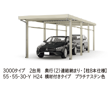 YKK APの「ジーポートPro 3000タイプ 2台用(単体・奥行延長・間口延長・奥行(2)連結)【2023年版】」のサブ画像6