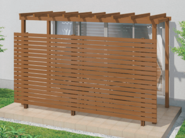 三協アルミの「ナチュレP(目隠しスクリーン 二段仕様 独立式 テラスタイプ 壁寄せ納まり・独立納まり) 【2022年版】」